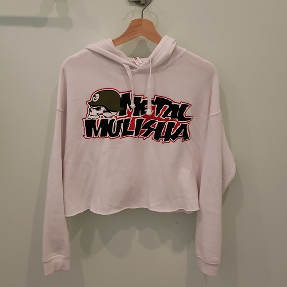 White Metal Mulisha Crop Hoodie - Picture 2 of 4